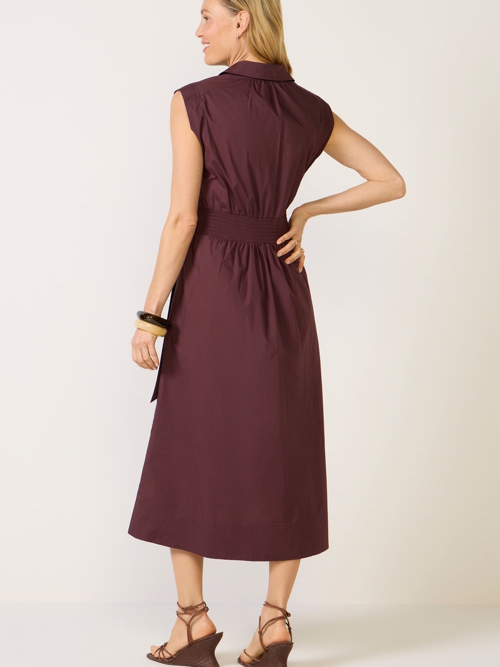 EVEREVE Perry Midi Button Down Collar Dress Color Dark Chocolate Size XSmall - Picture 11 of 13